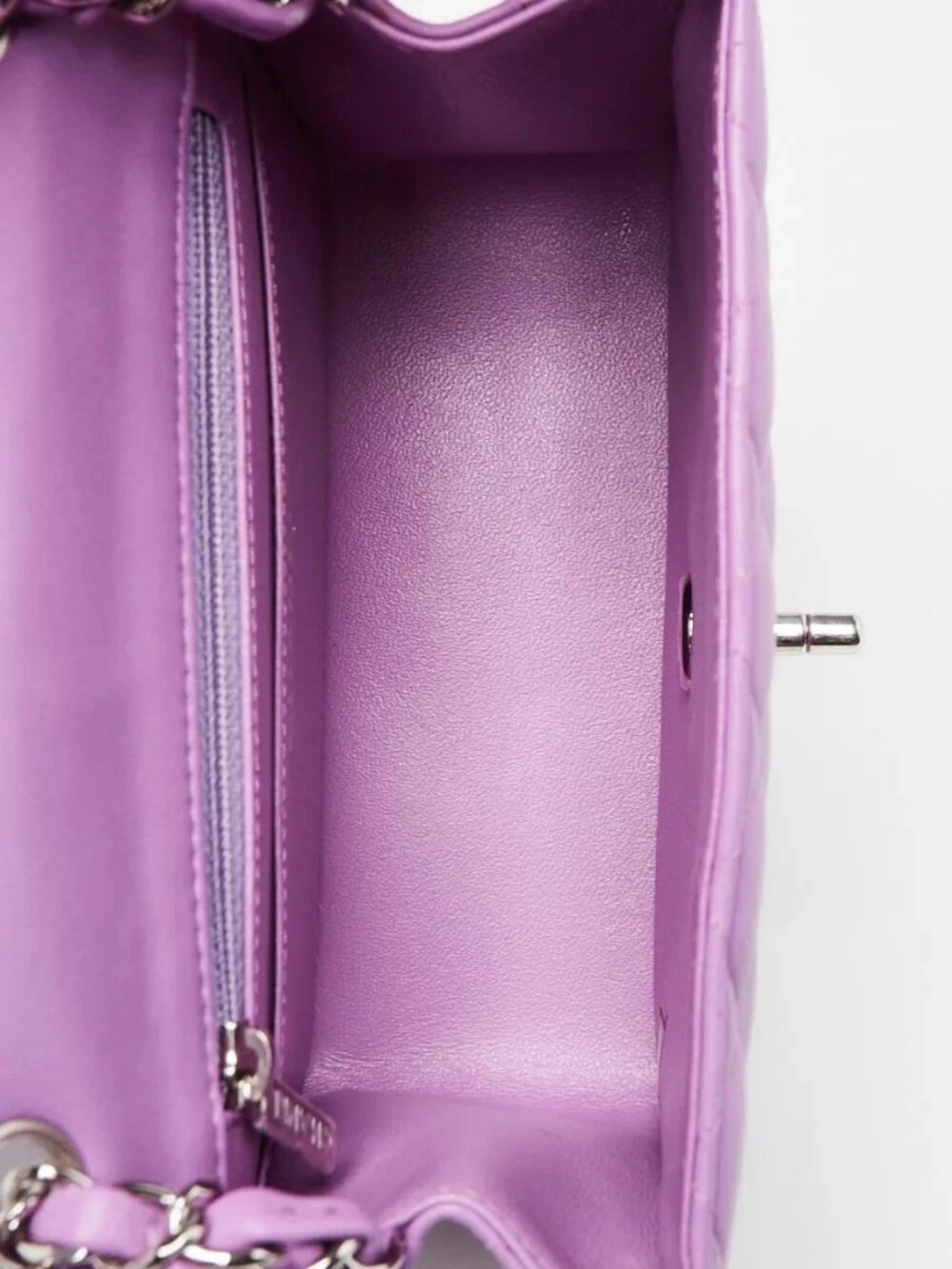 Chanel Purple Quilted Lambskin Leather Classic Square Mini Flap Bag - Picture 8 of 10